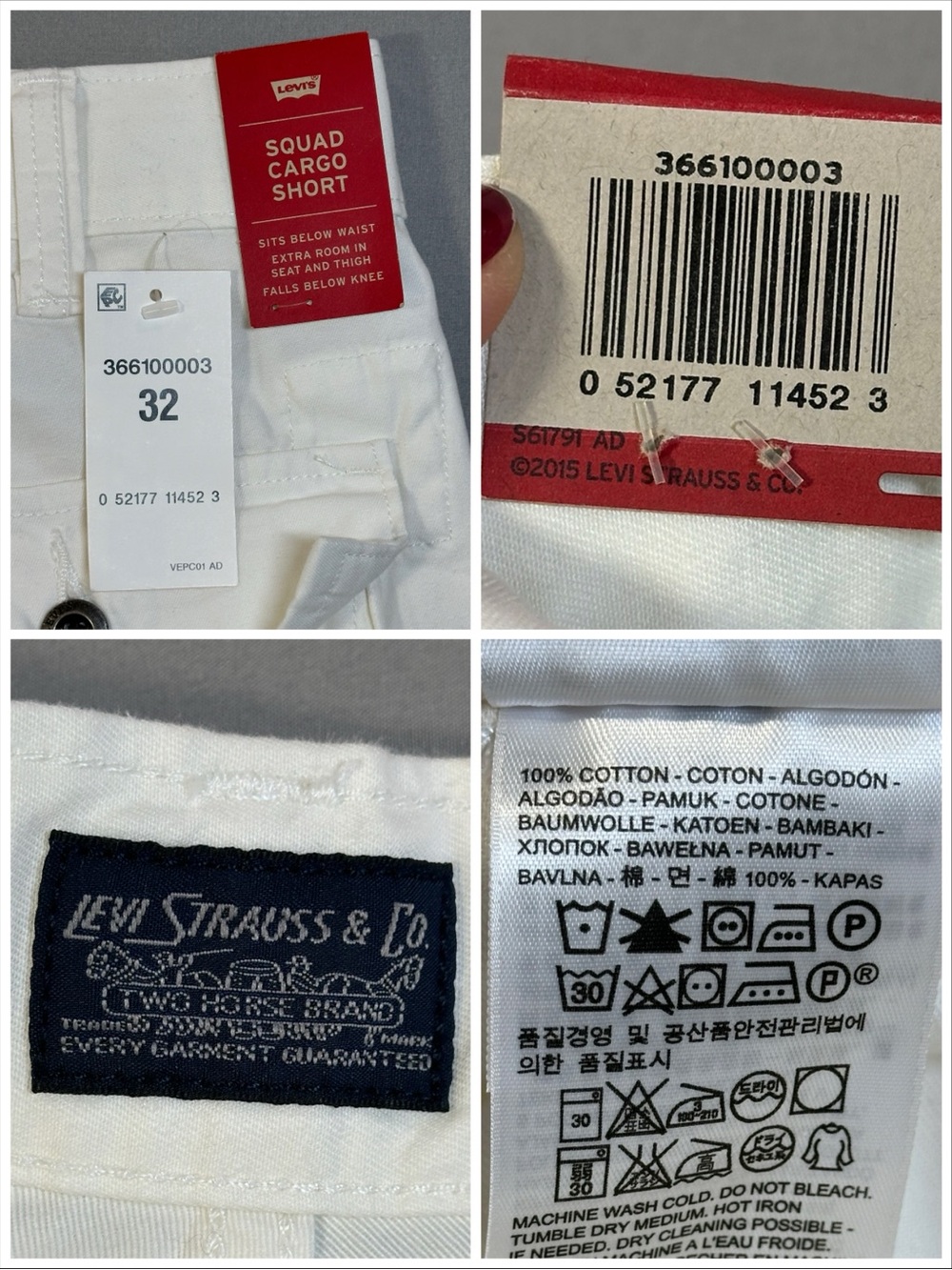 NWT Levi's Squad Cargo Shorts, White - Mens 32 - Picture 5 of 15